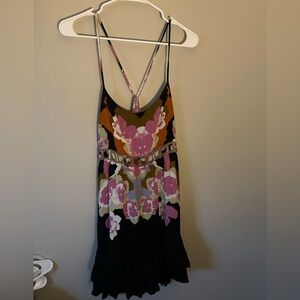 Free People Floral Mini Dress - Black, Pink, Orange